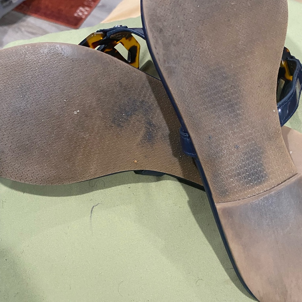 J. McLaughlin Blue and Brown Sandals with Tortoiseshell Straps